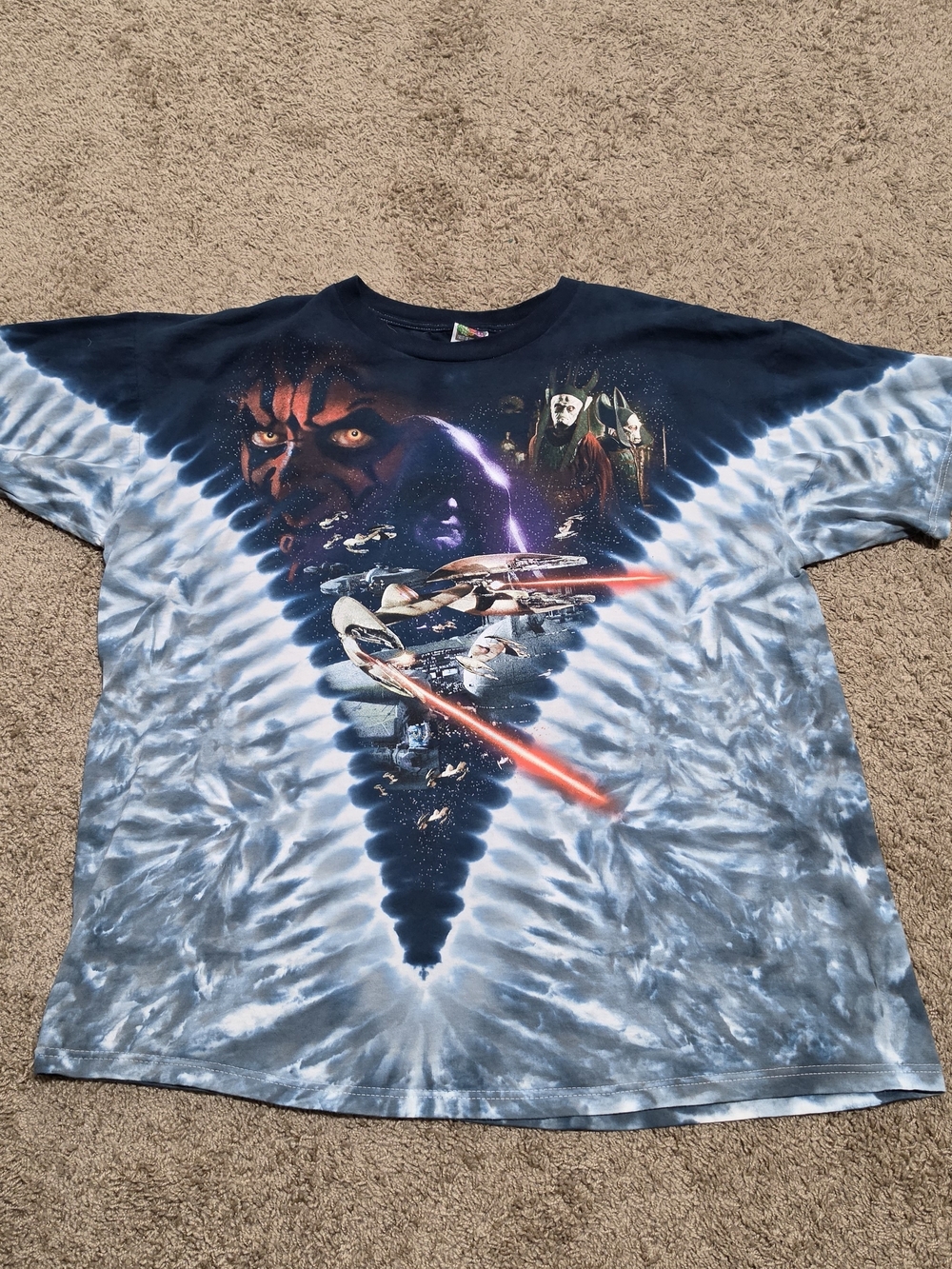 Vintage Star Wars Episode I Tie-Dye T-Shirt (Size XXL, Excellent Condition)
